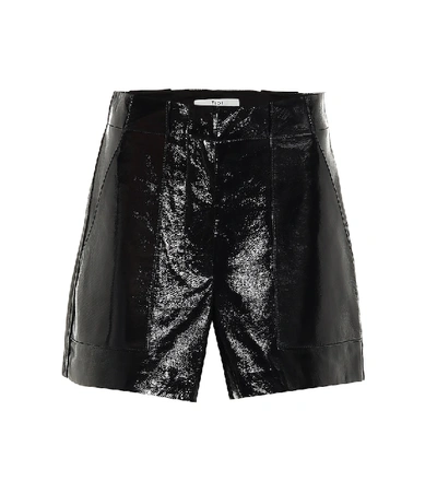 Tibi Leather Cargo Shorts In Black