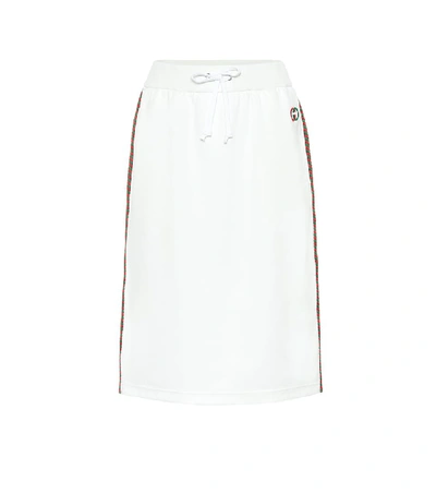 Gucci Drawstring Stripe Logo Midi Skirt In White