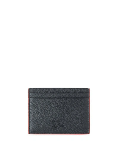 Christian Louboutin Men's Kios Spiked Leather Card Case In Black