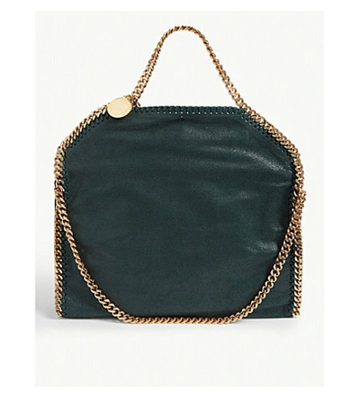 Stella Mccartney Falabella Faux-suede Shoulder Bag In Pine Green/gold