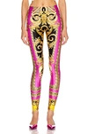 VERSACE VERSACE BAROQUE LEGGING IN FUCHSIA & YELLOW,VSAC-WP12