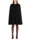 Sara Battaglia Dress L/s Crew Neck Pencil W/detachable Cape In Black