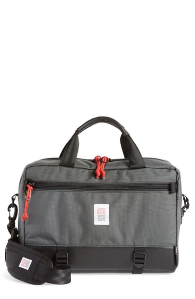 Topo Designs 'commuter' Briefcase - Grey In Charcoal/black Leather