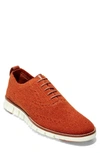 Cole Haan Zerogrand Stitchlite Wool Wingtip Oxford In Clay/ Brown Wool Knit/ Ivory