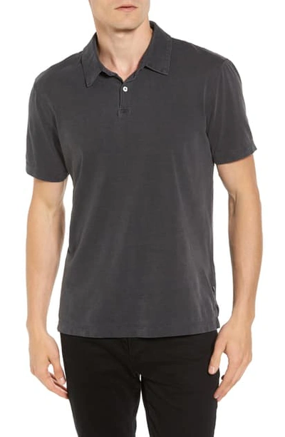 James Perse Slim Fit Sueded Jersey Polo In Grey