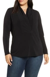 Nic + Zoe Nic+zoe Plus Fundamental Shawl-collar Top In Black Onyx