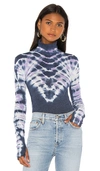 Free People Psychedelic Tie-dye Turtleneck Top In Navy
