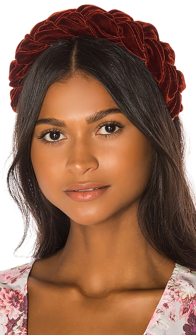 Jennifer Behr Lorelei Headband In Red. In Terracotta