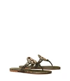 Tory Burch Miller Metal-logo Sandals, Embossed Leather In Leccio Roccia / Gold