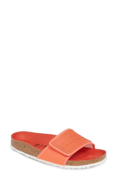 Birkenstock Tema Slide Sandal In Coral Textile