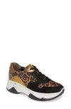 Paul Green Blend Lace-up Sneaker In Black Leopard Sahara Combo