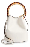 Marni Ring Handle Leather Bucket Bag In Glass