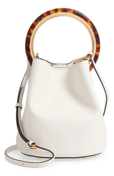 Marni Ring Handle Leather Bucket Bag In Glass