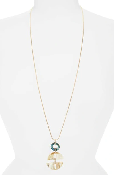 Akola Long Abalone & Horn Pendant Necklace In Blonde