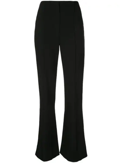 Carolina Herrera High-waisted Silk-crepe Flared Pants In Black
