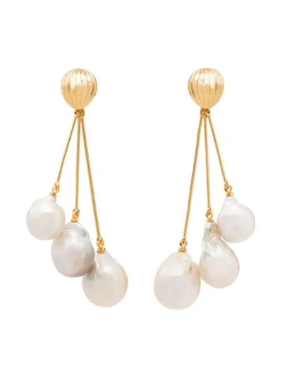 Anissa Kermiche Gold Tone Trois Soeurs Pearl Earrings