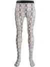 Laneus Snakeskin Print Tights In Neutrals