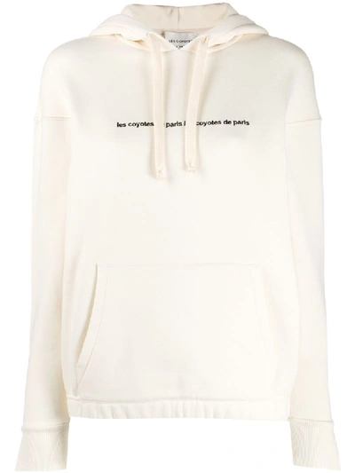 Les Coyotes De Paris Embroidered Logo Hoodie In White