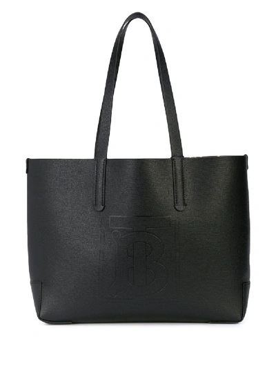 Burberry Leather Tote Bag In Black