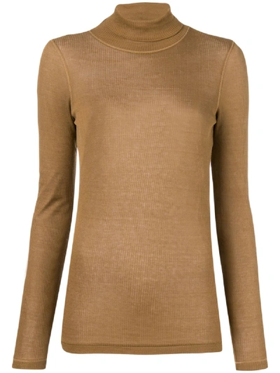 Ami Alexandre Mattiussi Long Sleeve Sweater In Brown
