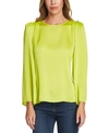 Vince Camuto Satin Shoulder Pad Blouse In Lime Chrome