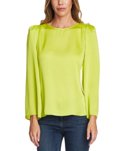 Vince Camuto Satin Shoulder Pad Blouse In Lime Chrome