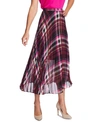 VINCE CAMUTO PLAID ESCAPE PLEATED MIDI SKIRT