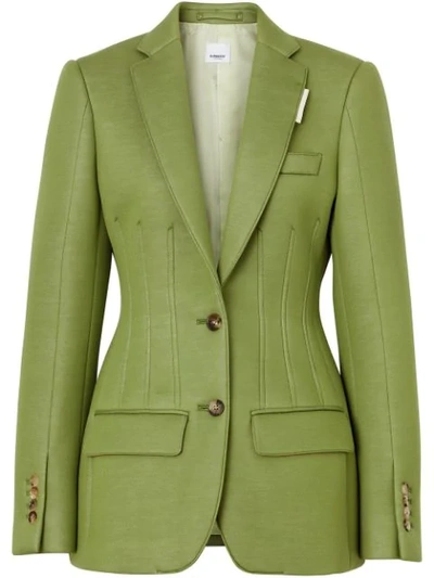 Burberry Double-faced Neoprene Tailored Jacket In Cedar Green