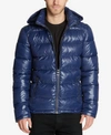 Guess Men's Hooded Puffer Coat In Indigo