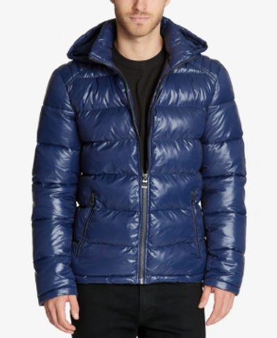 Guess Men's Quilted Zip Up Puffer Jacket In Indigo