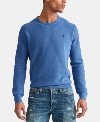 Polo Ralph Lauren Men's Cotton Textured Crewneck Sweater In Royal Heather