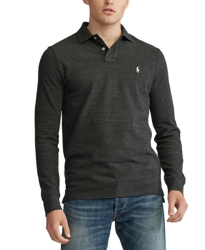 Polo Ralph Lauren Men's Classic Fit Long Sleeve Mesh Polo In Black Marl Heather