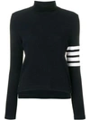 Thom Browne 4-bar Compact Waffle Turtleneck Jumper In Blue