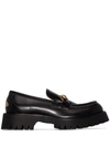 Gucci Horsebit-detailed Metallic Embroidered Leather Platform Loafers In Black