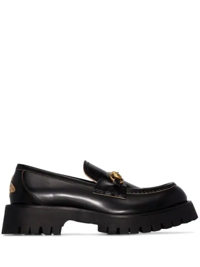 Gucci Horsebit-detailed Metallic Embroidered Leather Platform Loafers In Black