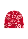 BALENCIAGA LOGO BEANIE IN RED,11055089