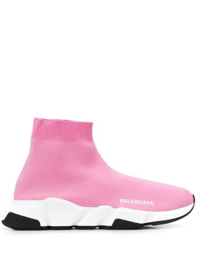 Balenciaga Speed Stretch-knit High-top Trainers In Pink