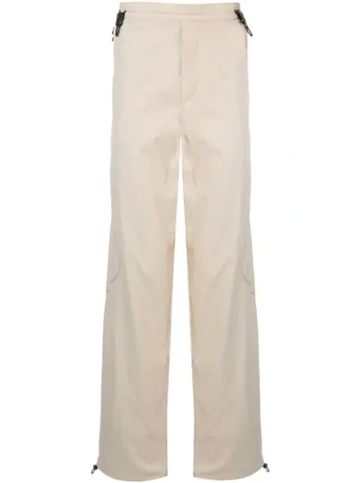 Affix Contrast Stitching Wide-leg Trousers In White