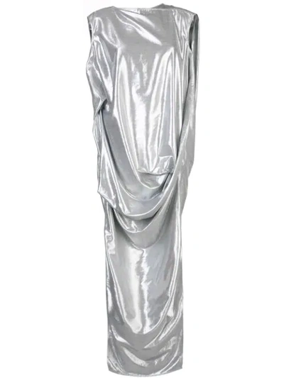 Rick Owens Metallic Effect Draped Dress In Silver