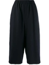 École De Curiosités Wide-leg Cropped Trousers In Black