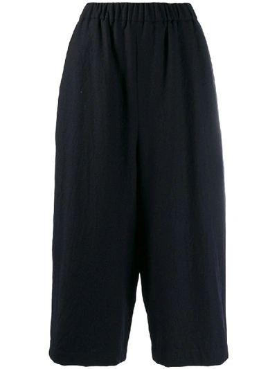 École De Curiosités Wide-leg Cropped Trousers In Black