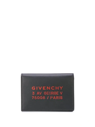 Givenchy Leather Logo Print Flap Wallet In 009 Black/red