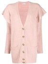 RED VALENTINO RUFFLED BUTTONED CARDIGAN