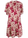 RED VALENTINO FLORAL RUFFLED DRESS