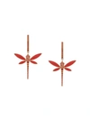 ANAPSARA 18KT ROSE GOLD DRAGONFLY CORAL AND SAPPHIRE EARRINGS