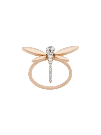 Anapsara 18kt Rose Gold Dragonfly Diamond Ring