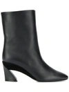 FERRAGAMO LOW SCULPTED HEEL ANKLE BOOTS