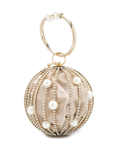 Rosantica Sasha Pearl Brass Sphere Handbag In Gold