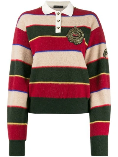 Etro Striped Knitted Polo Shirt In Red