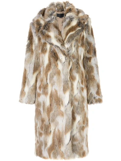 Nili Lotan Simon Oversized Multi-colored Faux Fur Coat In Brown